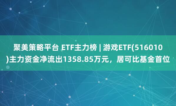聚美策略平台 ETF主力榜 | 游戏ETF(516010)主力资金净流出1358.85万元，居可比基金首位